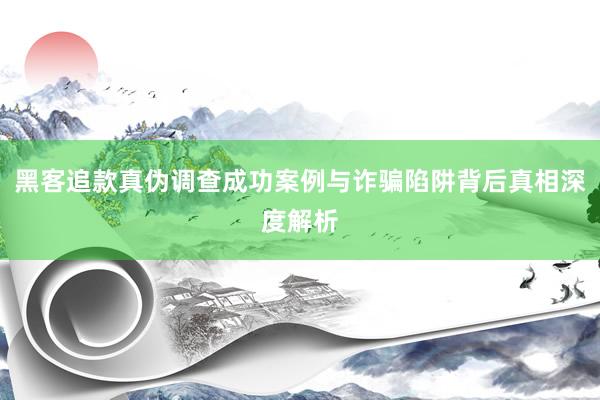 黑客追款真伪调查成功案例与诈骗陷阱背后真相深度解析